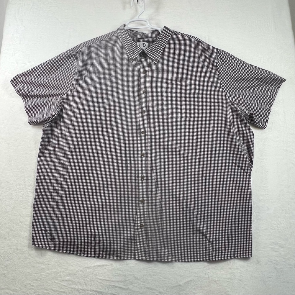 Men's HB Red, Black and White Checkered Short Sleeve Big and Tall Shirt size 4XL